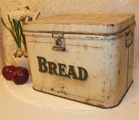 metal vintage bread box|old fashioned metal bread box.